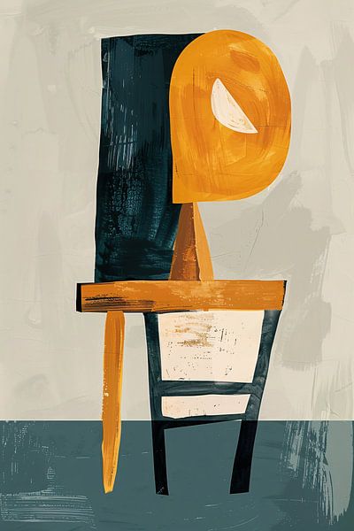 Abstrakter Stuhl mit geometrischer Lampe von Imperial Art House