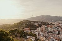 Coucher de soleil sur les collines de Barcelone.