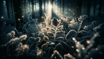 Erwachen des Waldes in einem frostigen Morgenlicht