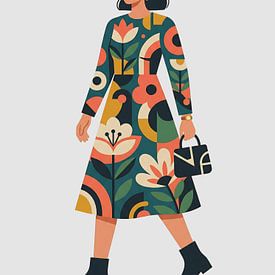 Minimalist Stylish Woman Floral Dress Illustration by rendyokt rendy