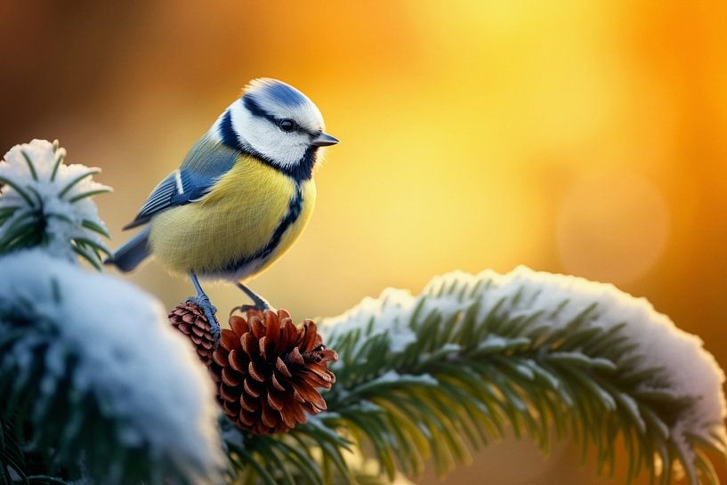 Pimpelmees in de winter van Preet Lambon