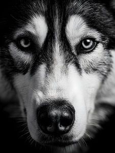 Husky – Intensiver Blick im Schwarzweiß
