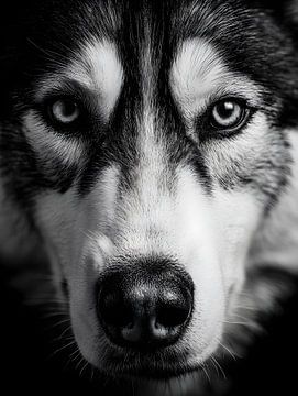 Husky - Intense look in black and white