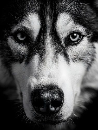 Husky - Intense look in zwart en wit