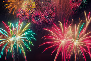 Feuerwerk am Nachthimmel Hintergrund Illustration