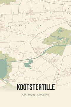 Vintage landkaart van Kootstertille (Fryslan) van Rezona