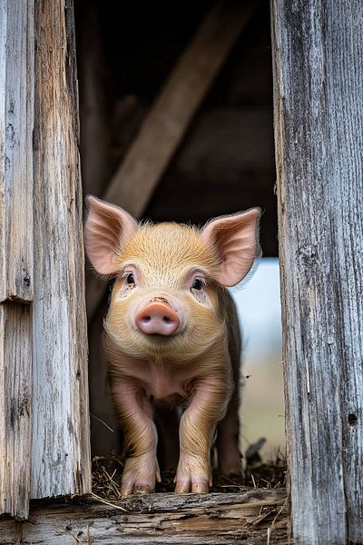 Niedliches Ferkel in der Scheune von Imperial Art House