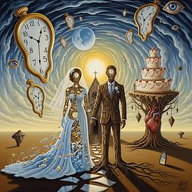 Ätherische Liebende in surrealen Träumen - Romantische Surrealismus Kunst von Aden Pink Galerry