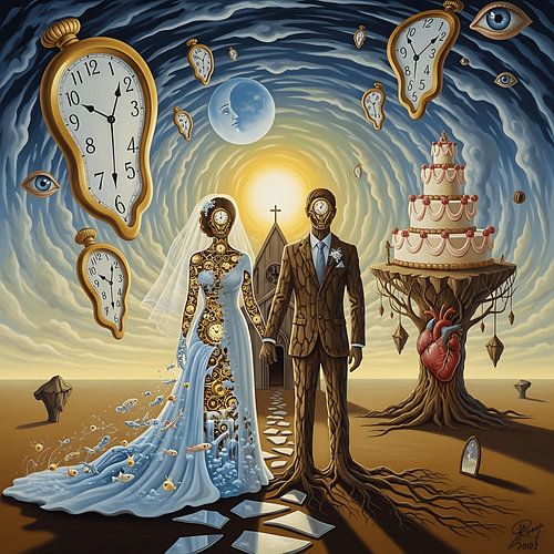 Etherische geliefden in surrealistische dromen - Romantisch surrealisme Kunst