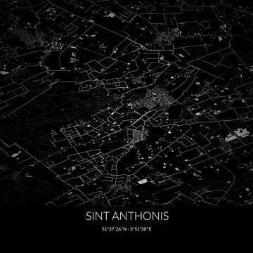 Schwarz-weiße Karte von Sint Anthonis, Nordbrabant. von Rezona