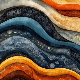 Vagues | Vague bleue et orange sur Collection Moderne