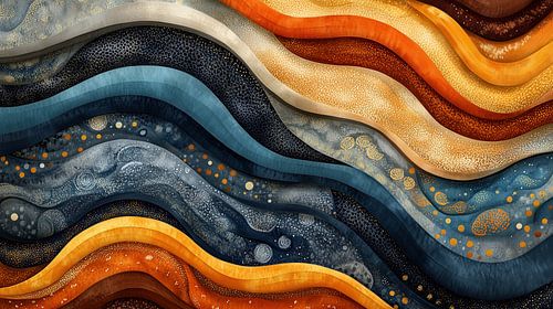 Wellen | Blau-Orange-Welle von Moderne Kollektion