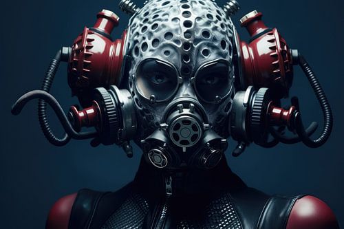 Woman with fetish gas mask