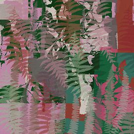 Bunte abstrakte botanische Kunst . Farnblätter von Dina Dankers