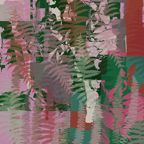 Kleurrijke abstracte botanische kunst. Varen bladeren