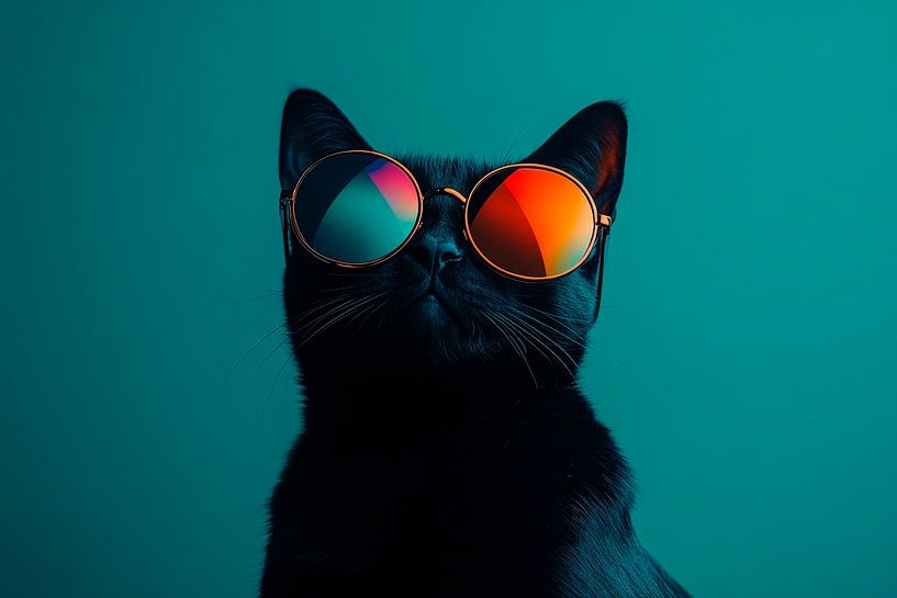 Cool black cat with sunglasses by Poster Art Shop