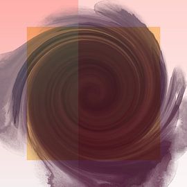 Dreamy worlds. Colorful art in dark purple, pink and yellow by Dina Dankers