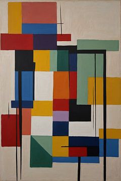 Geometric Abstraction in Primary Colours by De Muurdecoratie