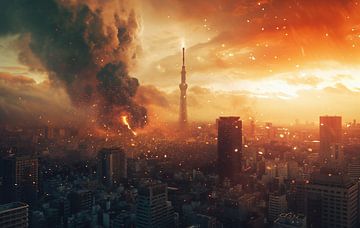 Tokio, dystopische lichten van fernlichtsicht