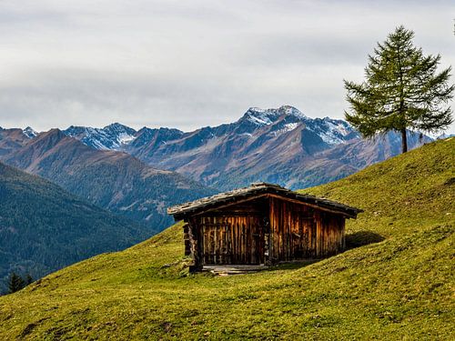 Holzhütte in den Hohen Tauern mit dem Lasörling