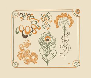 Abstract design based on flowers and curvilinear shapes. (1900) von Alphonse Mucha