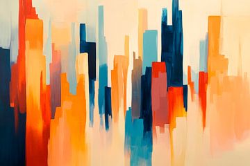Colourful city silhouette in the evening light by Poster Art Shop
