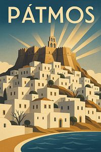 Pátmos Insel Majestät - Art Deco Griechenland Poster