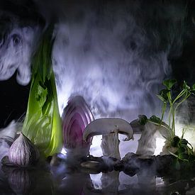 Gemüse im Nebel von Tanja Kurzenknabe