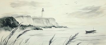 Vuurtoren aan de stille kust van Poster Art Shop