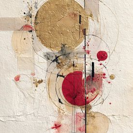 Peinture abstraite - Gold Red Elegant Geometric sur Joriali Art abstrait