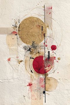 Abstrakte Malerei - Gold Rot Elegant Geometrisch