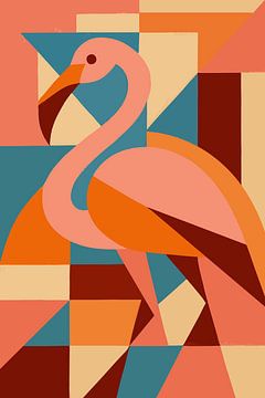 Illustration de flamant rose. sur Galerie Hoppenbrouwers