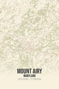 Vintage landkaart van Mount Airy (Maryland), USA. van MijnStadsPoster
