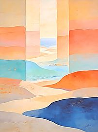 Abstract Desert Coast Through Light Columns by Mellow Art