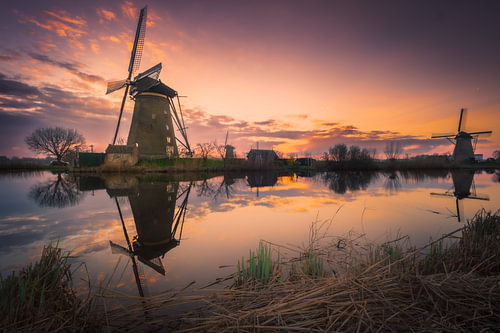 Kinderdijk Windmills at Sunset