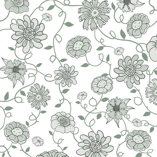 Modern England - white green flowers