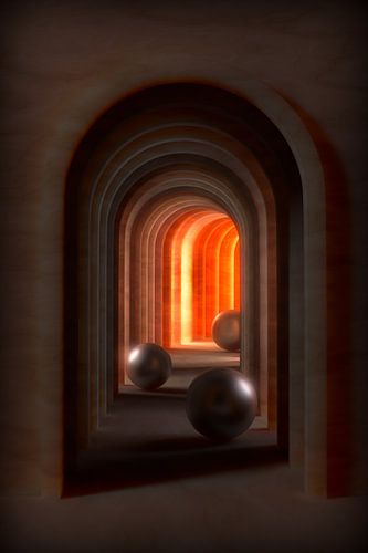 Fantasie gang met ronde bogen