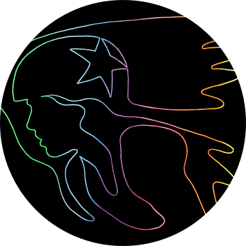 Neon Roller Derby (blocker pivat jammer rolschaatsen tekening ster helm stoere vrouwen sport logo) van Natalie Bruns