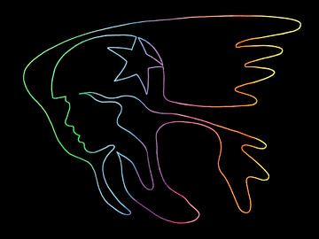 Neon Roller Derby (blocker pivat jammer roller skates drawing star helmet cool women's sports logo) by Natalie Bruns