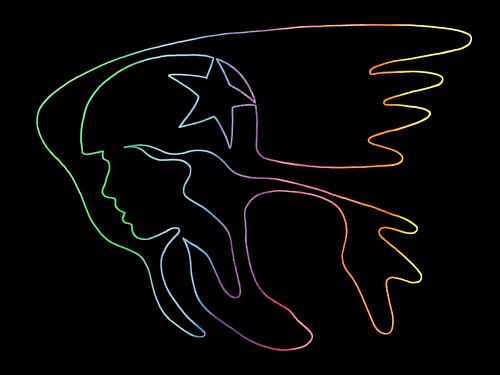 Neon Roller Derby (blocker pivat jammer rolschaatsen tekening ster helm stoere vrouwen sport logo)