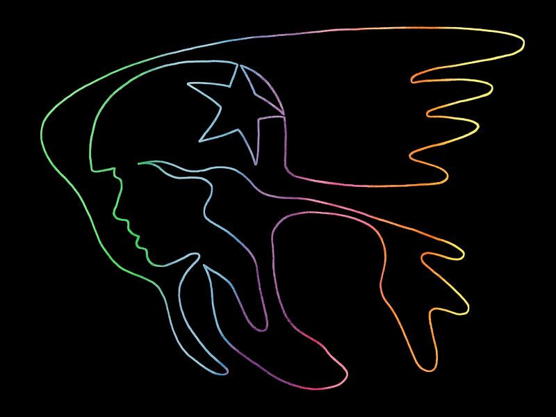 Neon Roller Derby (blocker pivat jammer roller skates drawing star helmet cool women's sports logo) by Natalie Bruns