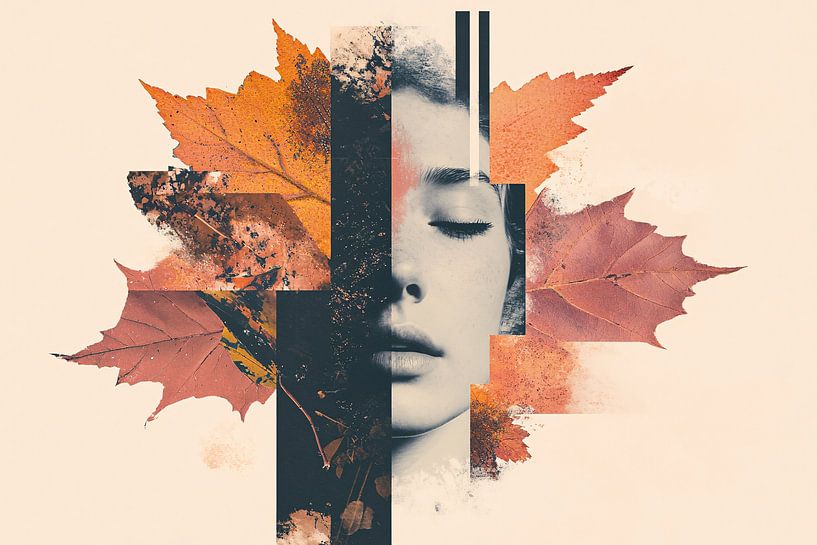 Autumnal portrait with abstract leaves by Imperial Art House