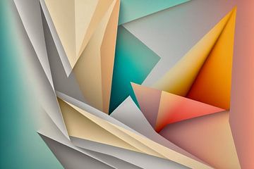 Abstracte geometrische vormen in pastelkeuren, driehoekige vlakken van Roger VDB