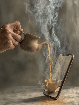 Kaffee und Bildschirm süchtig