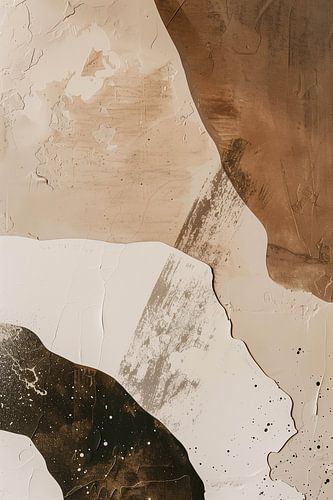 Abstract landschap met lagen van bruin, beige en zwart