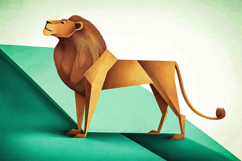 Modern geometric lion by Art & Soul Creations
