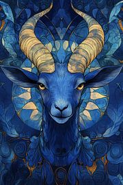 Chèvre bleue aux cornes dorées sur Imperial Art House