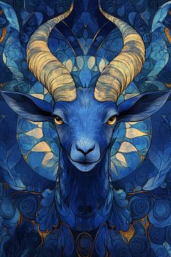 Blauwe geit met gouden hoorns van Imperial Art House
