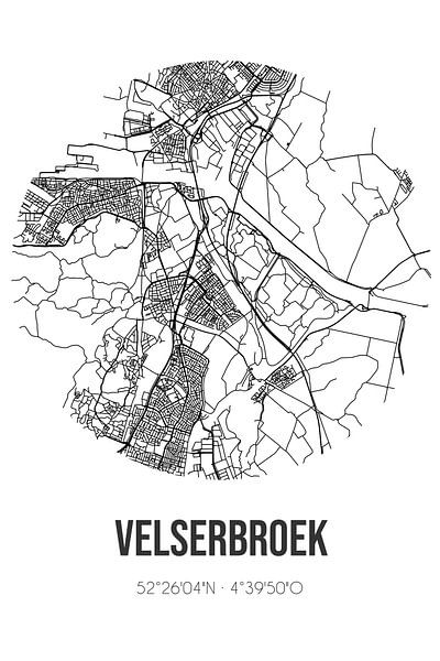 Velserbroek (Noord-Holland) | Map | Black and White by Prints of Place