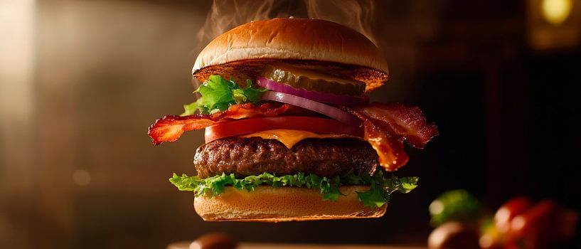 Saftiger Burger mit frischen Zutaten von Poster Art Shop